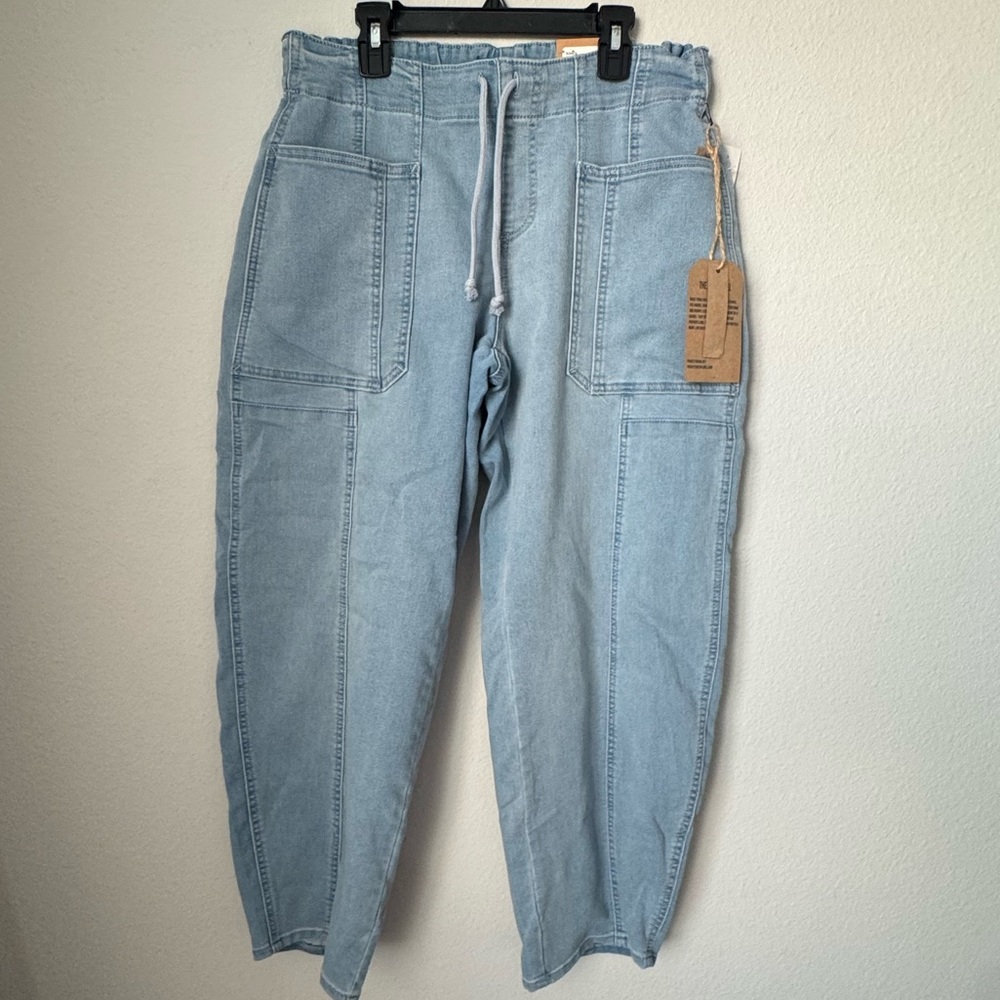 Pull On Barrel Style Denim Pants
